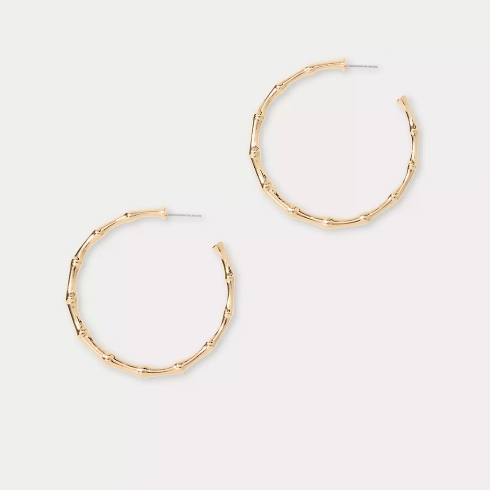 Lilly Pulitzer Bamboo-Style Gold Hoop Earrings - Picture 4 of 4